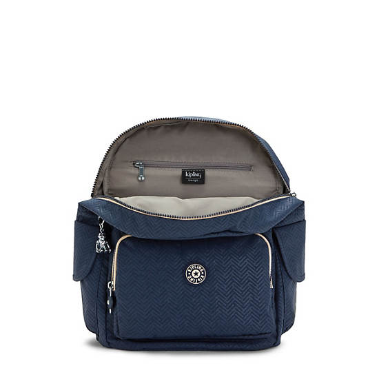 Kipling City Pack Medium Printed Backpacks Endless Blue Embossed | AU 1805DF